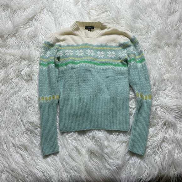 J Crew Fair Isle Puff-sleeve Crewneck Sweater In Supersoft Yarn - Picture 2 of 5